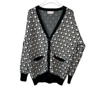 BERENICE Paris Wool Cashmere Blend Cardigan in Black and White Size Large